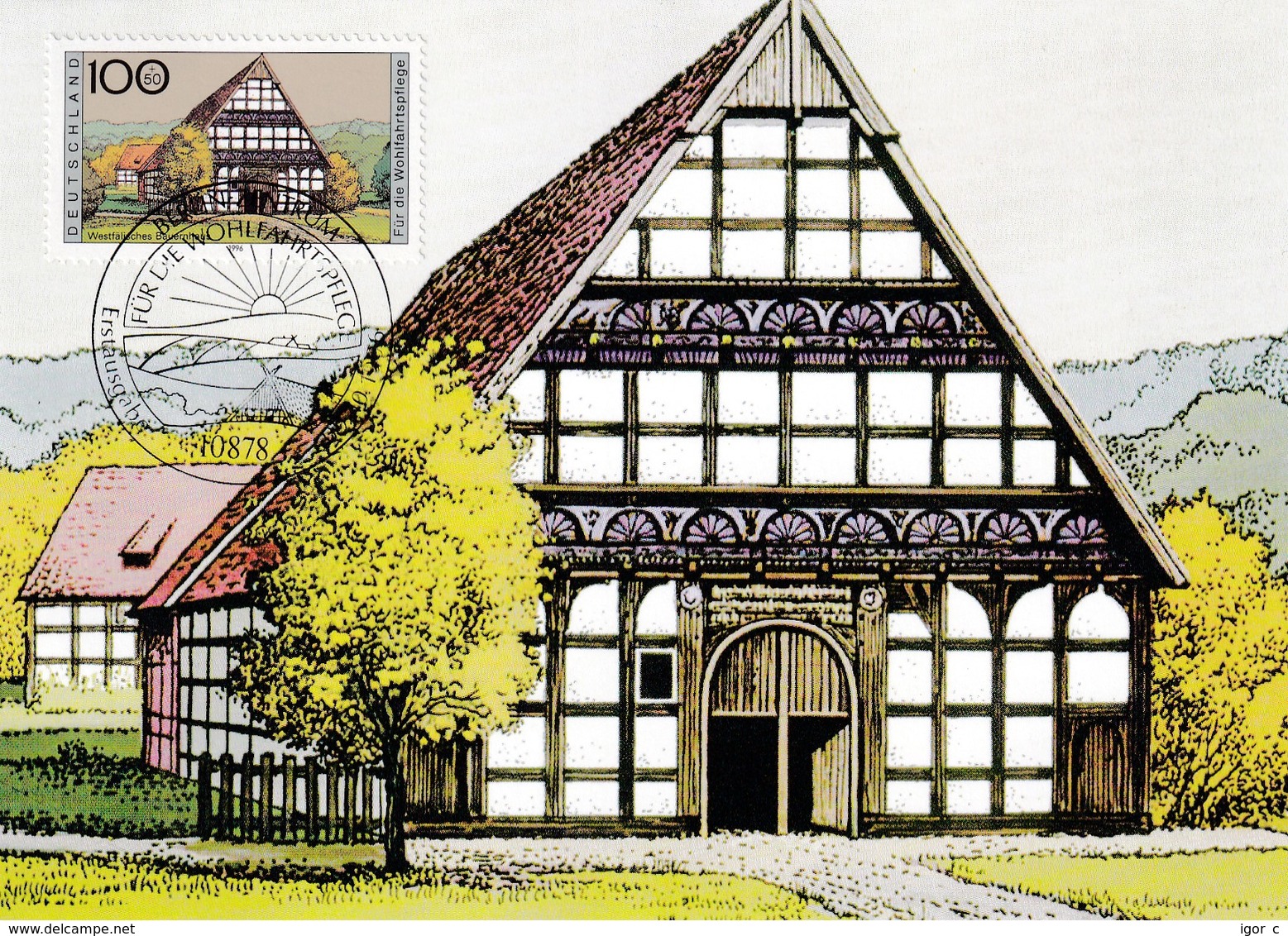 Germany 1996 Maximum Card: Tourism Architecture; Old Houses; Nordrhein - Westfälisches Bauernhaus: - Altri & Non Classificati