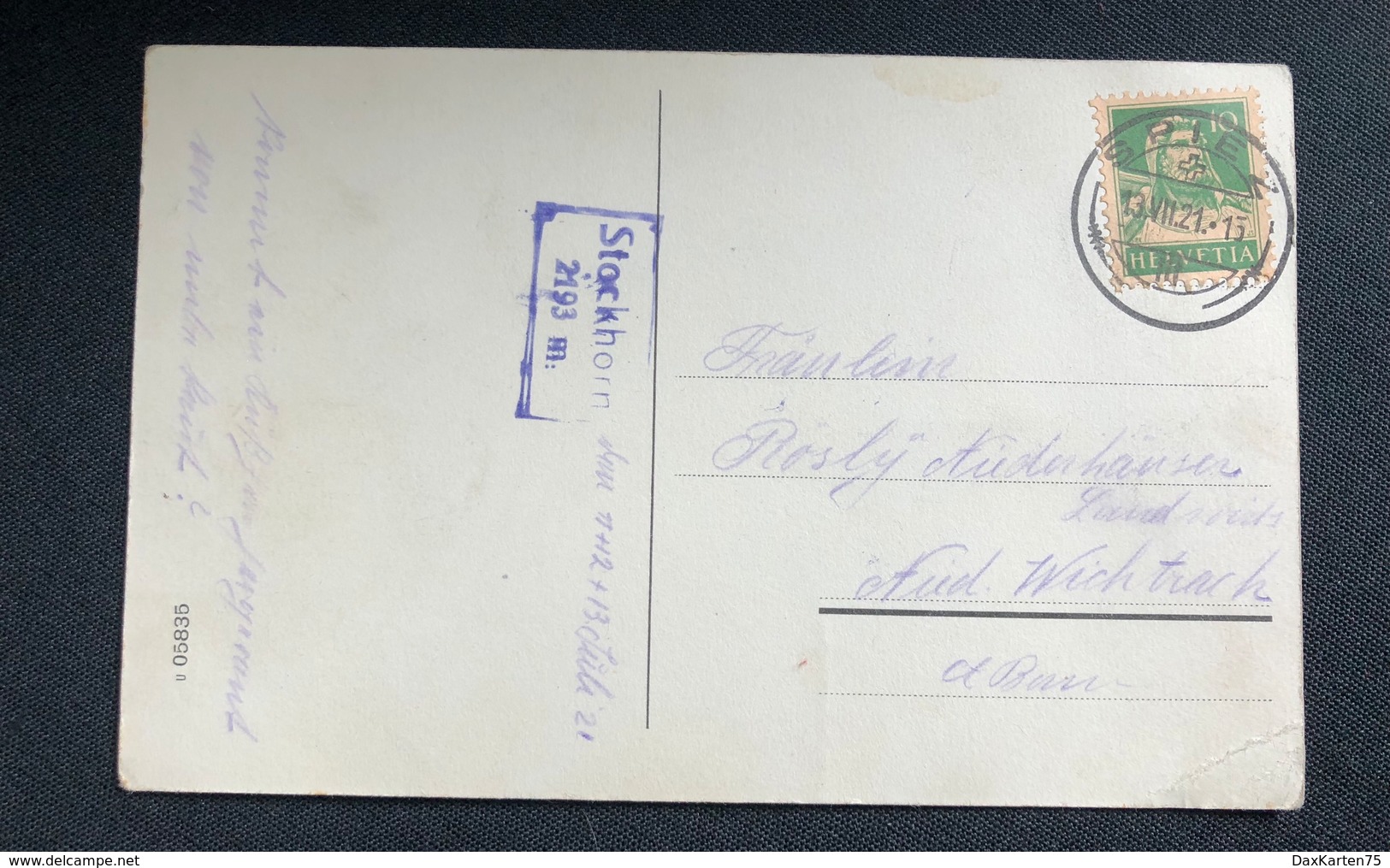 Stockhorn Nordwand Gestempelt 1921 - Other & Unclassified