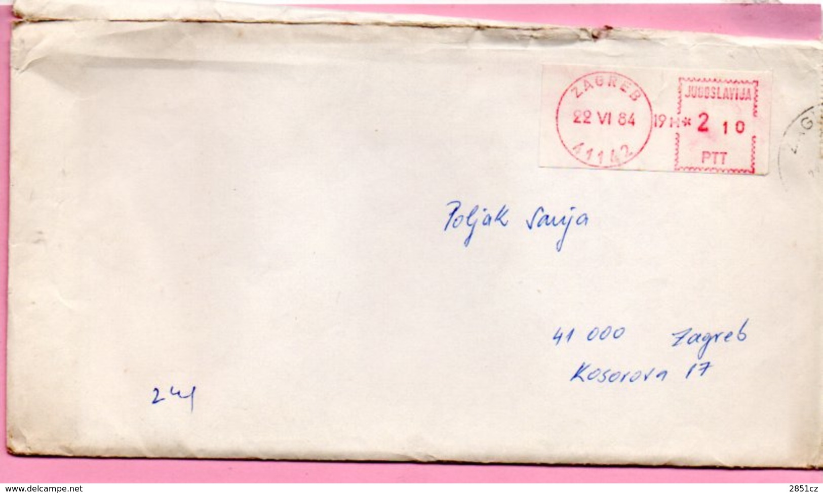 Letter - Red Postmark Zagreb, 22.6.1984., Yugoslavia - Other & Unclassified