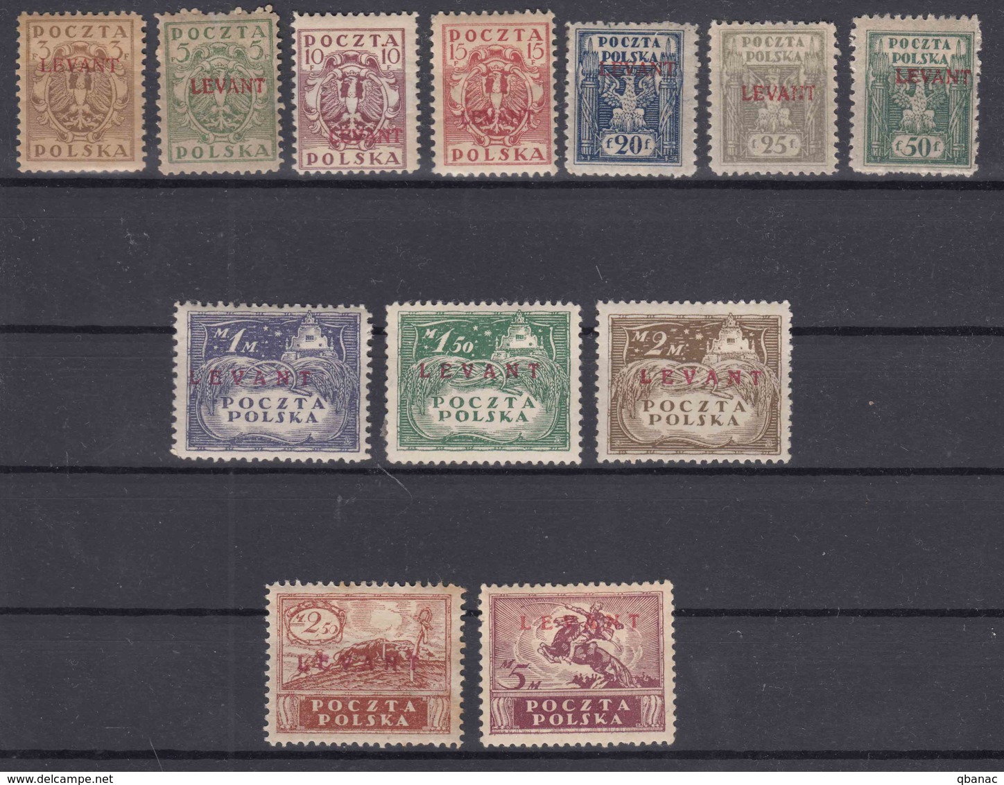 Poland Post Offices In Levant (Turkey) 1919 Mi#1-12 Mint Hinged Complete Set - Levant (Turquía)