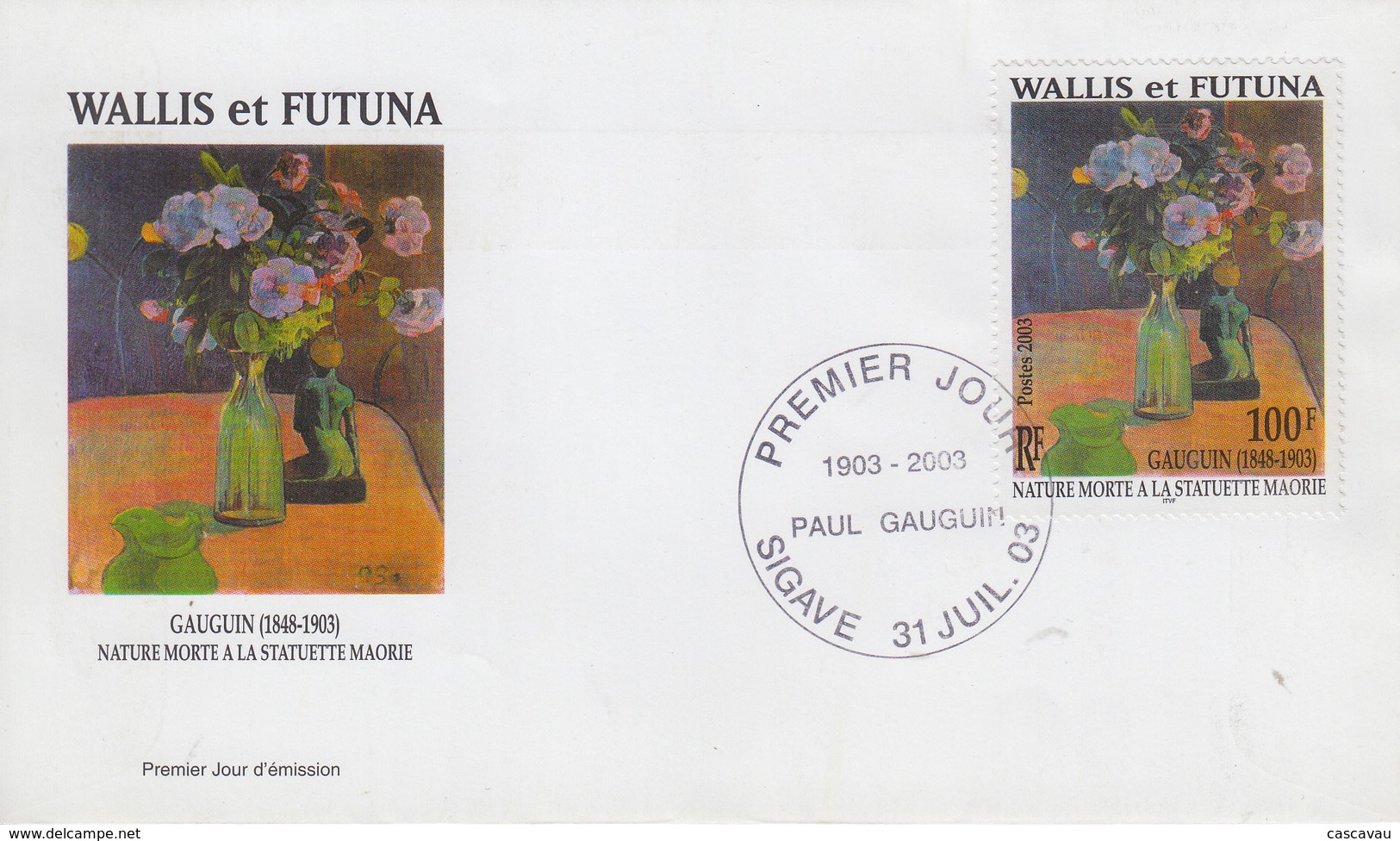 Enveloppe  FDC  1er  Jour    WALLIS  Et  FUTUNA     Oeuvre  De   Paul   GAUGUIN   2003 - FDC