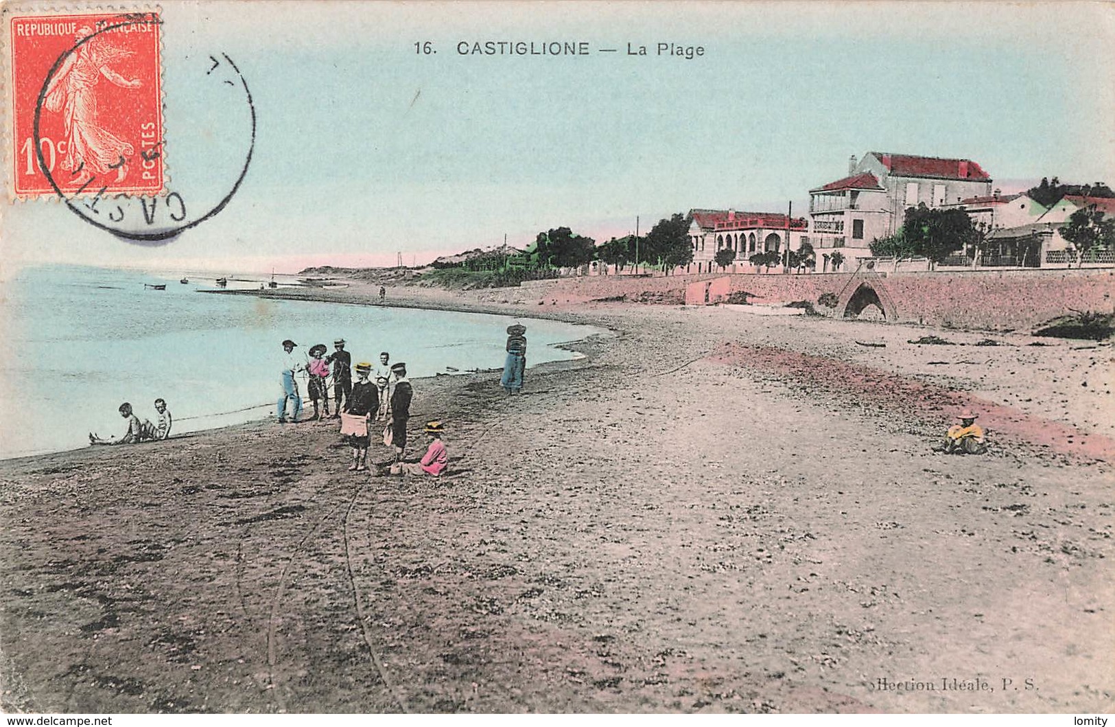 Algerie Castiglione La Plage Cpa Carte Animée Colorisée Cachet 1910 - Autres & Non Classés