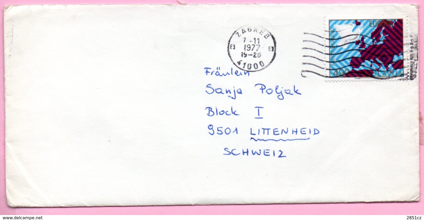 Letter - Stamp Europa / Postmark Zagreb, 7.11.1977., Yugoslavia - Andere & Zonder Classificatie