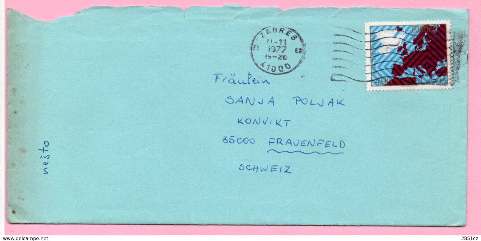 Letter - Stamp Europa / Postmark Zagreb, 11.11.1977., Yugoslavia - Sonstige & Ohne Zuordnung