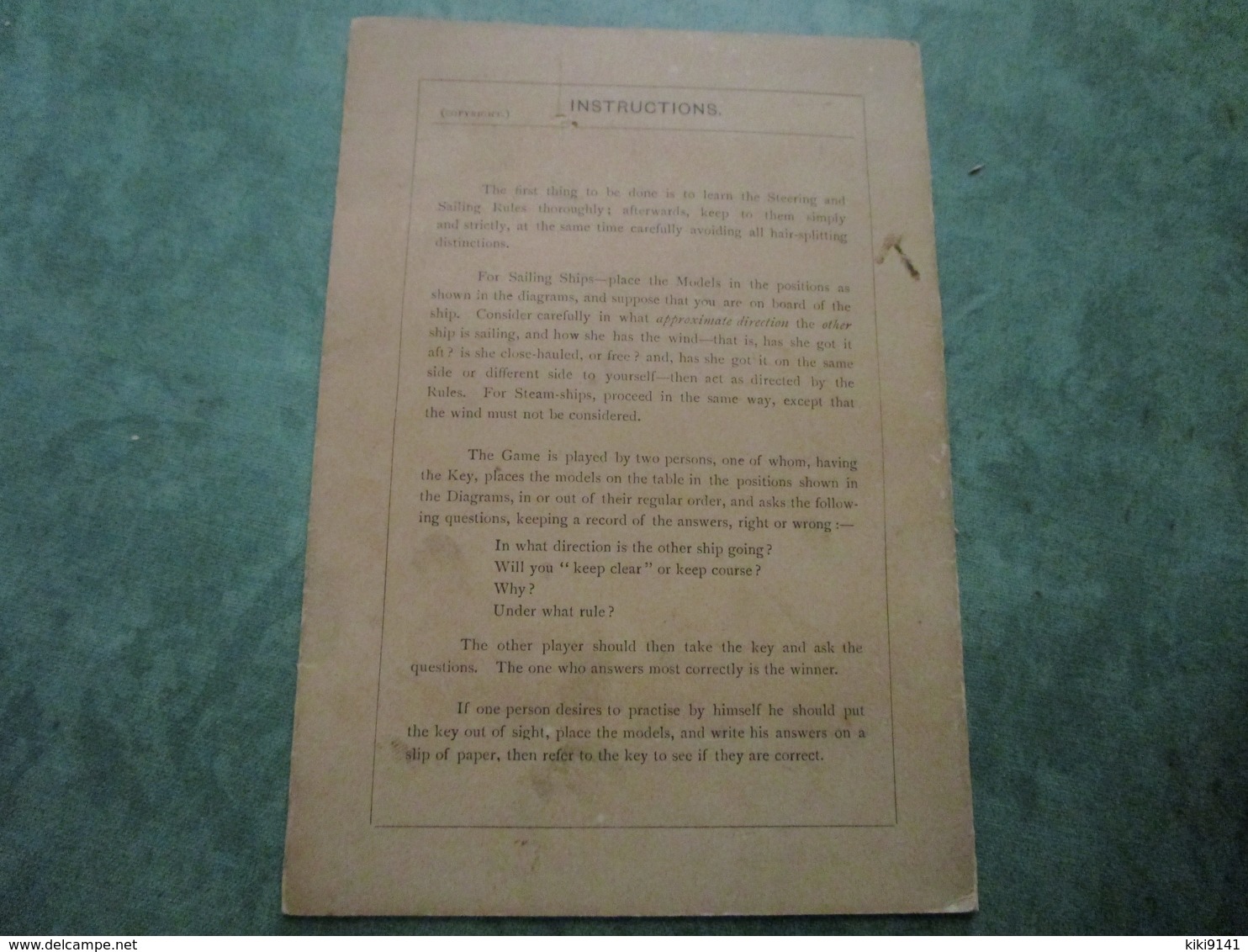 "KEEP CLEAR!" A Nautical Game, Consisting Of Models, Diagrams, And Key (dépliant 3 Volets) - 1900-1949