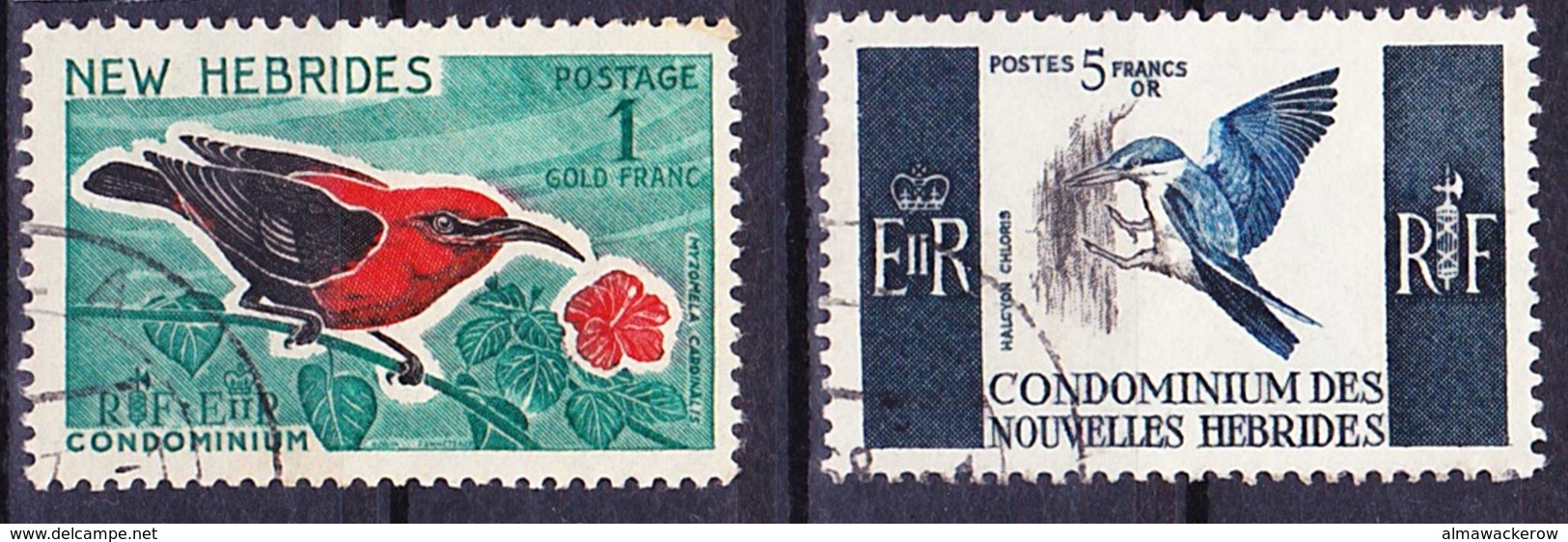 New Hebrides 1966 Bird Definitives Mi 238, 243; Yv 244, 255 Used O, I Sell My Collection! - Gebraucht