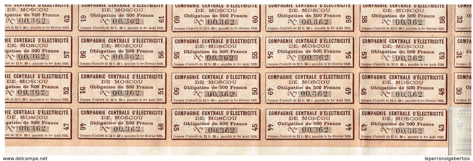 Titre Ancien - Compagnie Centrale D'Electricité De Moscou - Obligation De 1902 - - Russie