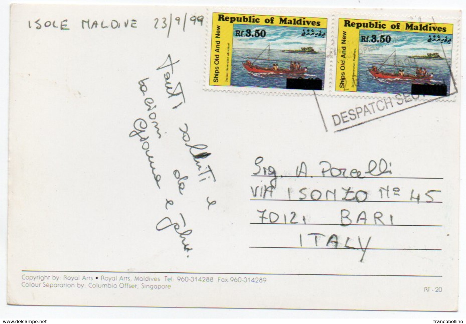 MALDIVES - VIEW (ROYAL ARTS) / THEMATIC OVERPRINT STAMPS-SHIP - Maldiven