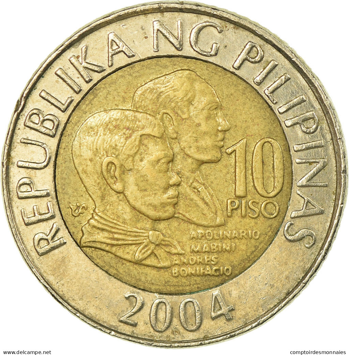 Monnaie, Philippines, 10 Piso, 2004, Manila, TB+, Bi-Metallic, KM:278 - Philippines