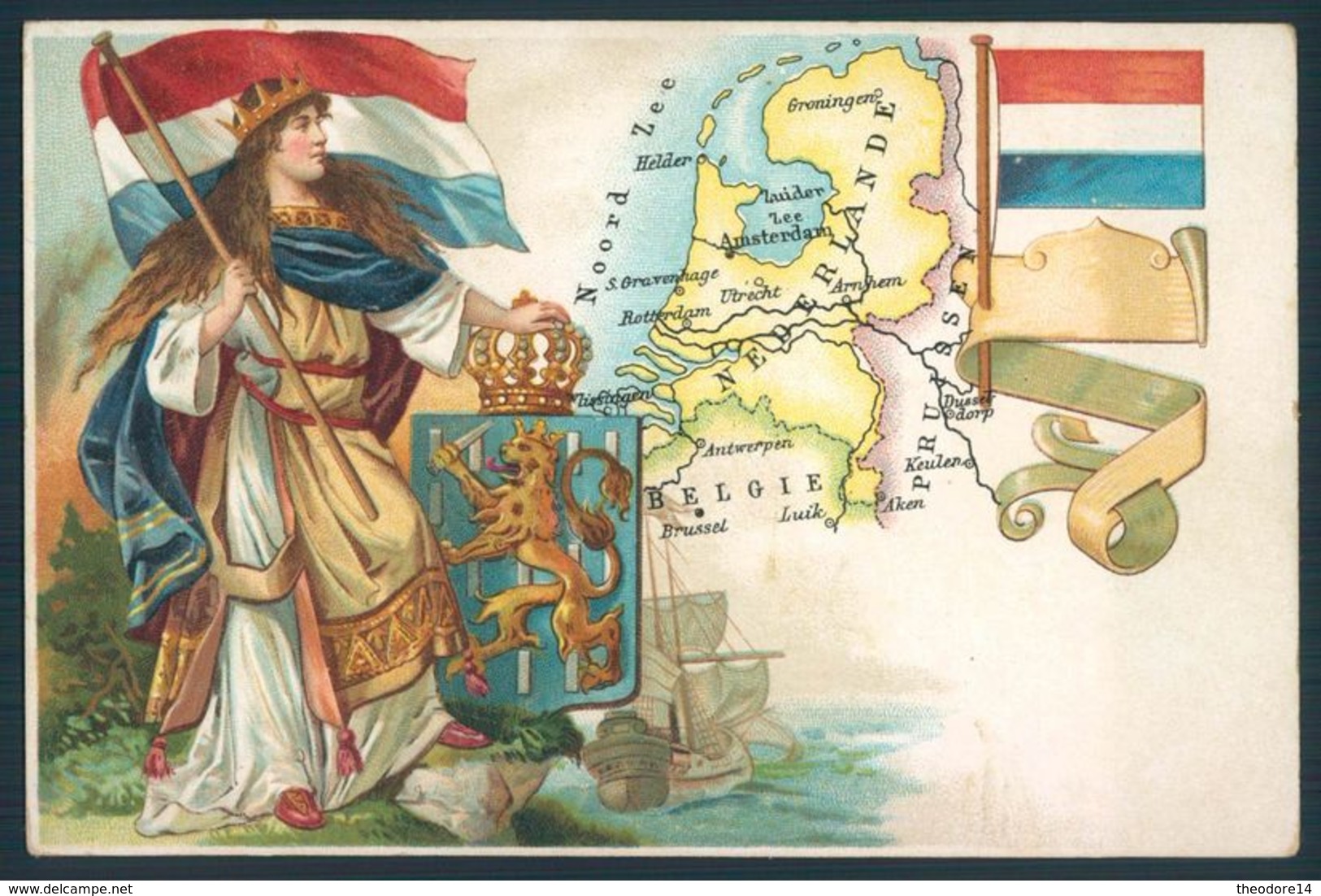 Nederland Carte Géographique Map Flap Drapeau - Other & Unclassified