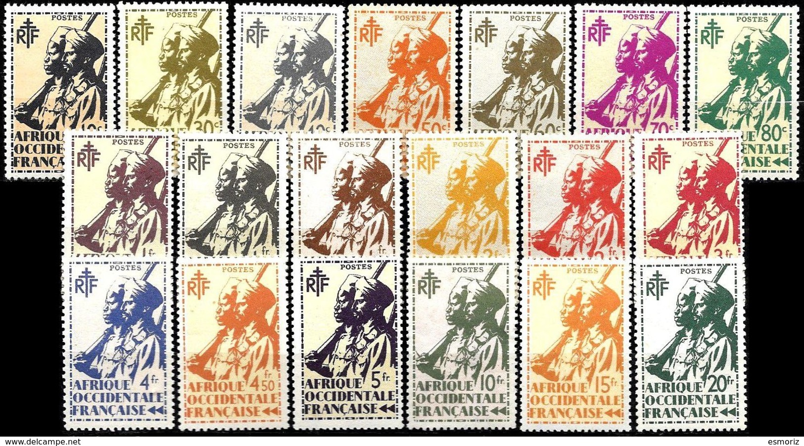 FR. WEST AFRICA, Yv. 4-22, MNH-MLH, F-VF, Cat. €18 - Nuevos