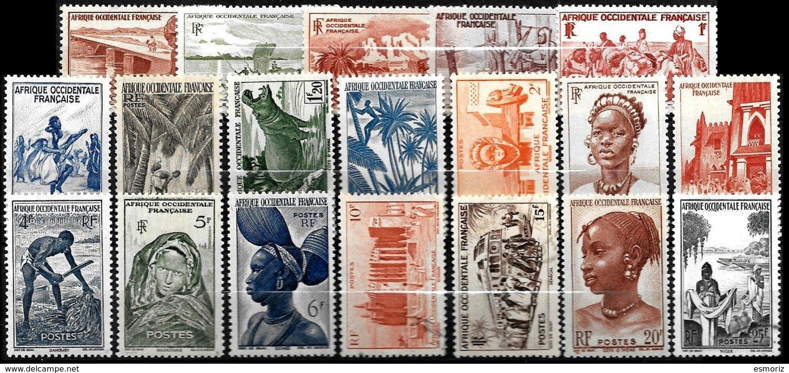 FR. WEST AFRICA, Yv. 24-42, MNH-MLH, F-VF, Cat. €19 - Neufs