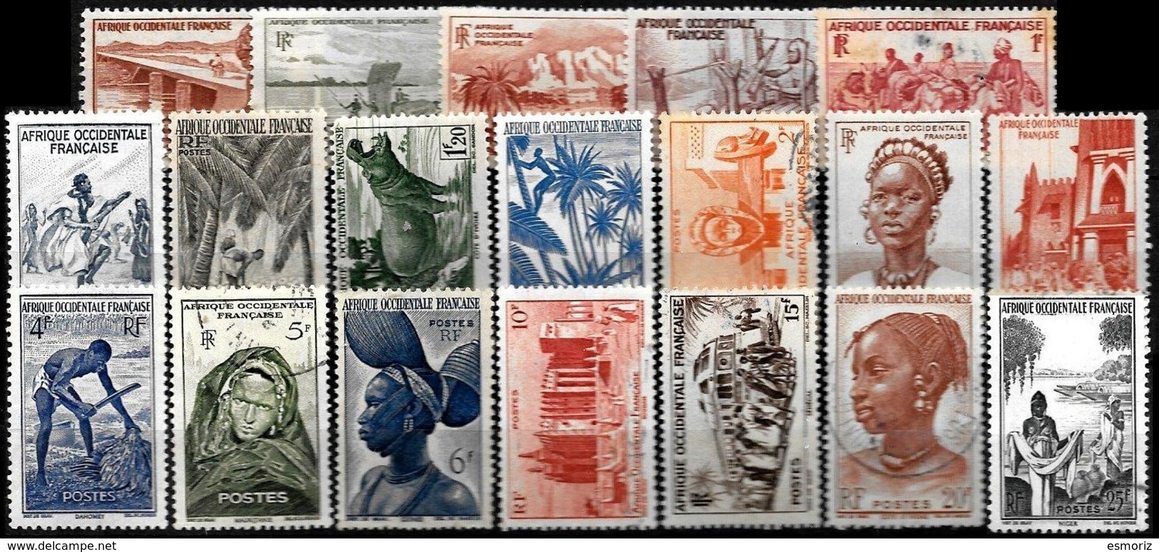 FR. WEST AFRICA, Yv. 24-42, M-U, F-VF, Cat. €15 - Neufs