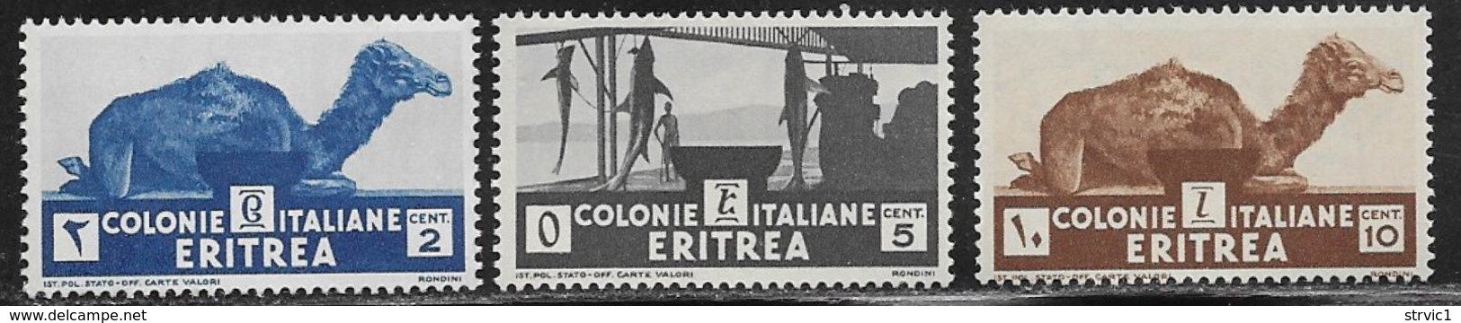 Eritrea Scott # 158-60 MNH Camel, Sharks, 1934,  CV$27.65 - Eritrea