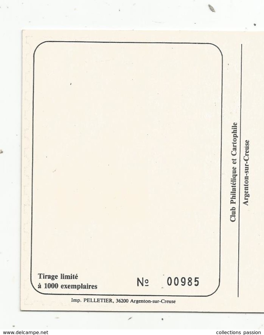 Cp, Bourses & Salons De Collections, 3 E Bourse De Cartes Postales , Timbres ,ARGENTON SUR CREUSE ,1984 - Sammlerbörsen & Sammlerausstellungen