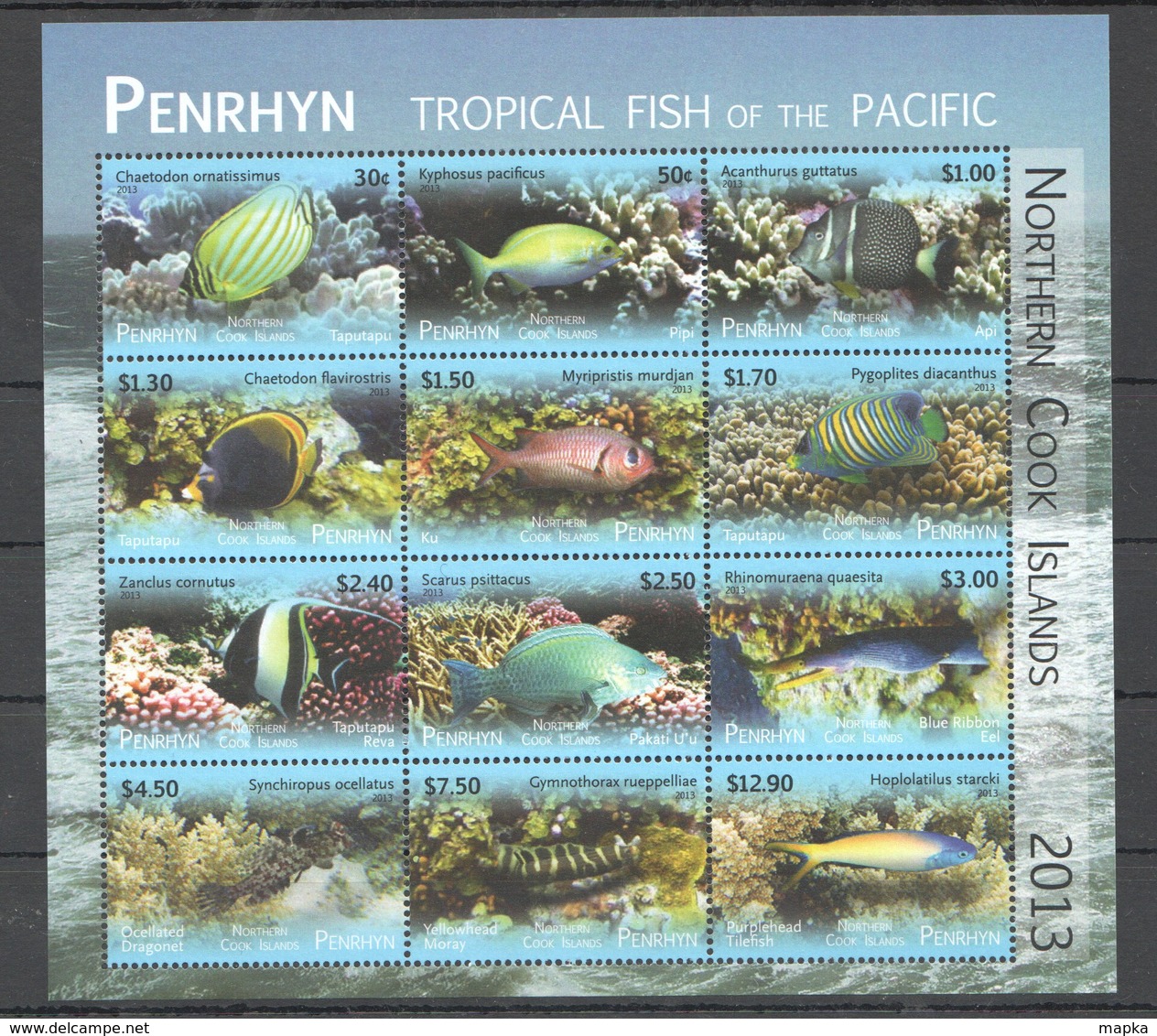 EC225 2013 PENRHYN FISH & MARINE LIFE TROPICAL FISH OF THE PACIFIC !!! MICHEL 70 EURO !!! 1SH MNH - Meereswelt