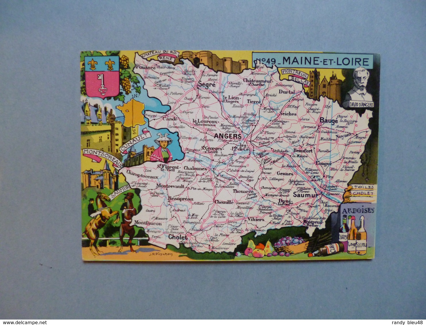 Carte Département  Du MAINE ET LOIRE   -  49  -   Illustration PINCHON  -  Carte Géographique  - - Autres & Non Classés