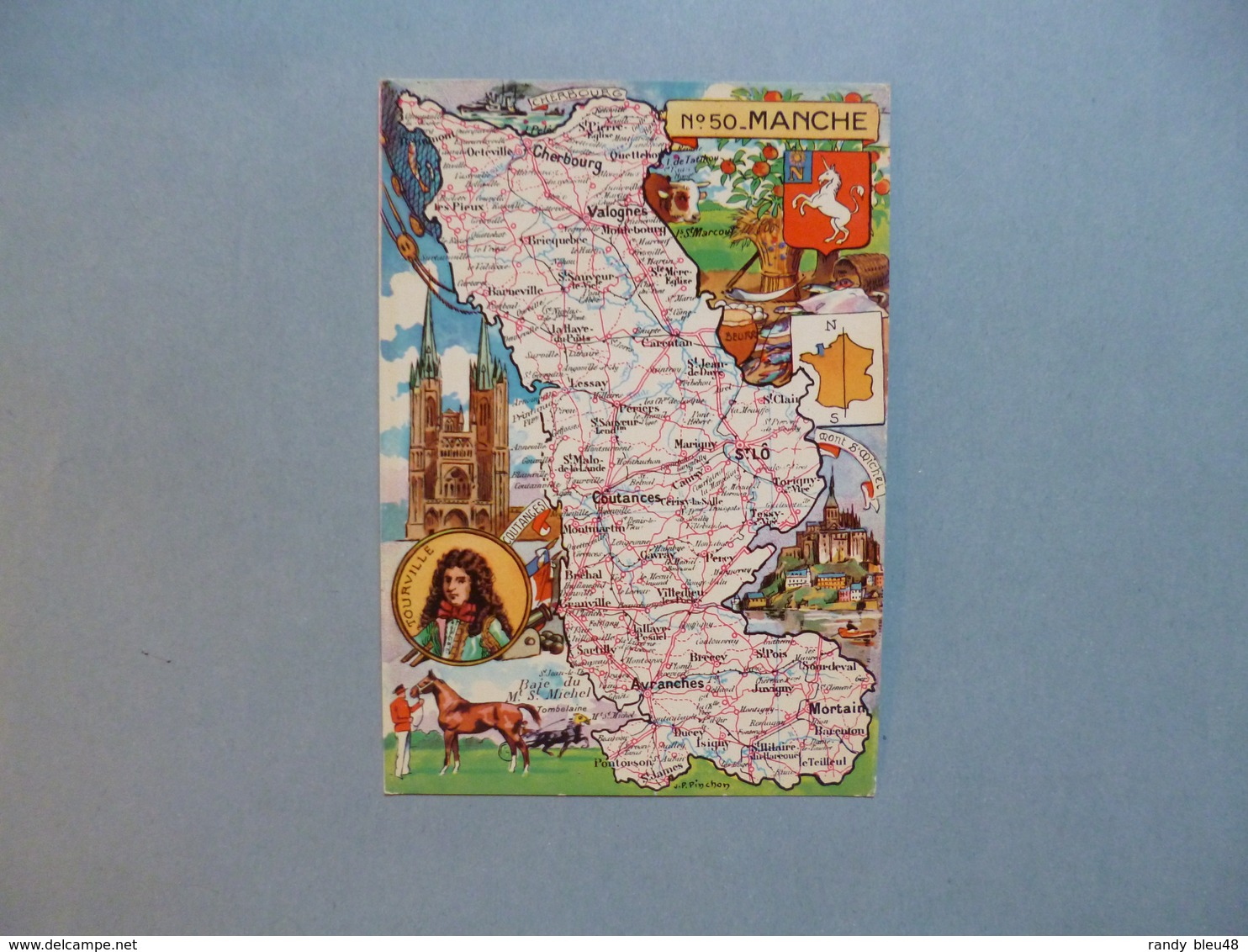 Carte Département  De La MANCHE   -  50  -   Illustration PINCHON  -  Carte Géographique  - - Autres & Non Classés