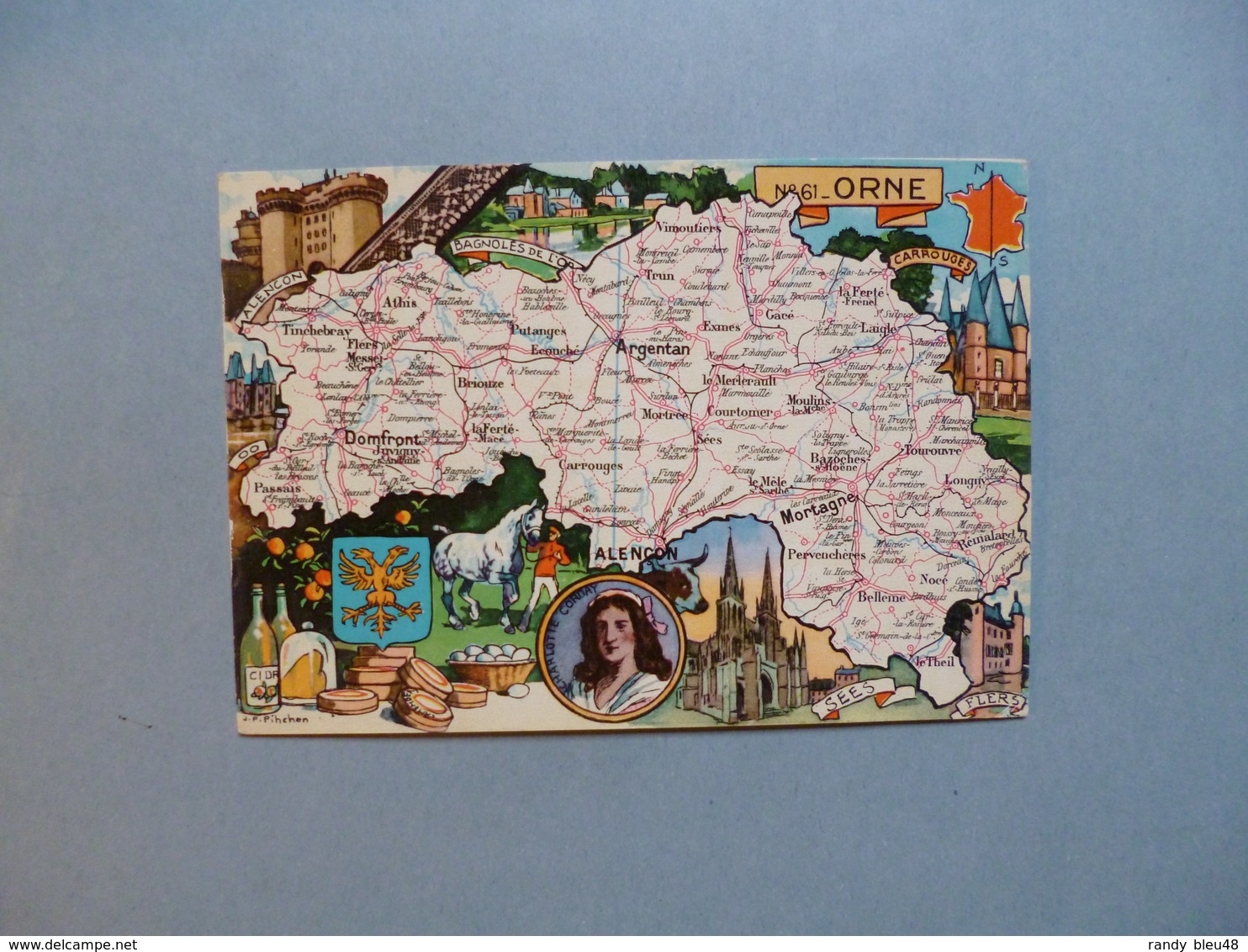 Carte Département  De L'ORNE  -  61   -   Illustration PINCHON  -  Carte Géographique  - - Autres & Non Classés