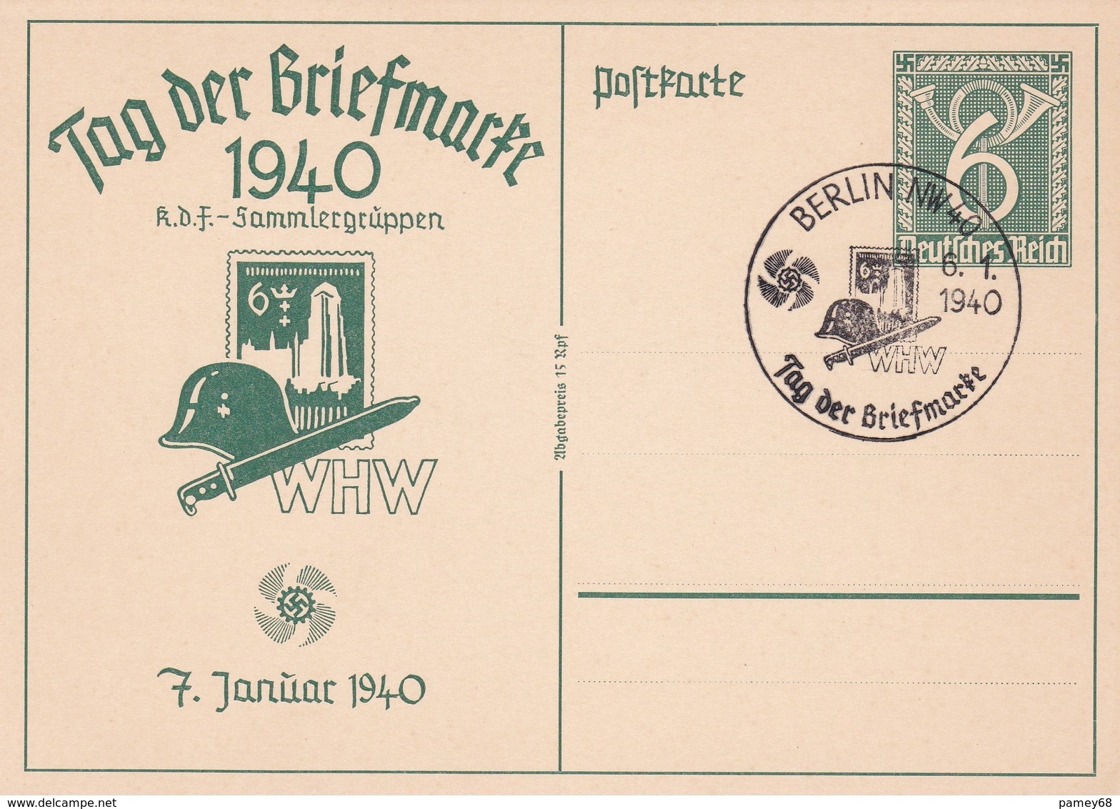Entier Illustre Journée Du Timbre  Berlin NW 40 06.01.1940 - Otros & Sin Clasificación