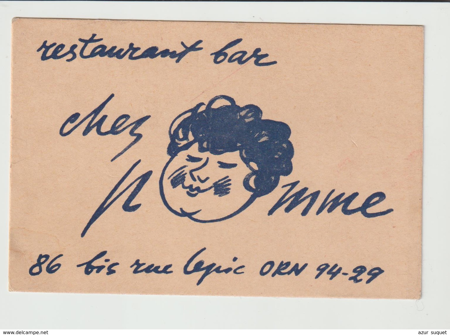 CARTE DE VISITE RESTAURANT BAR "CHEZ POMME" RUE LEPIC / PARIS - Cartoncini Da Visita