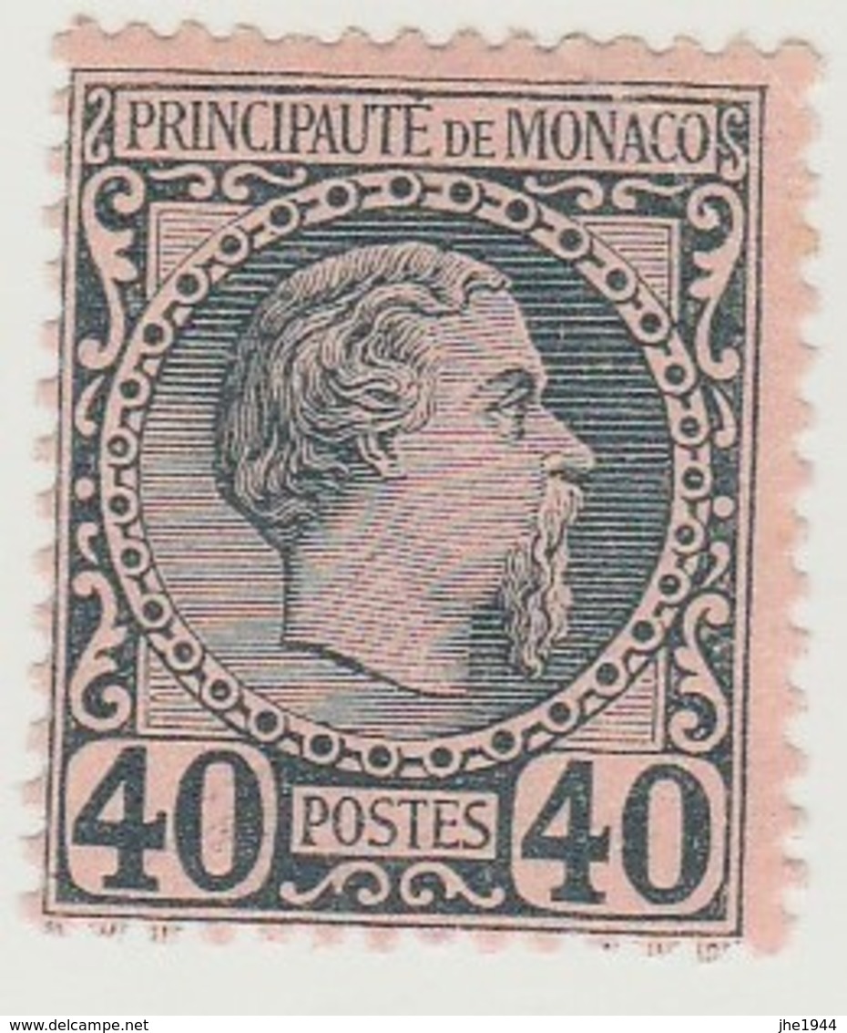 Monaco N° 7 ** Prince Charles III 40c Bleu Sur Rose - Neufs