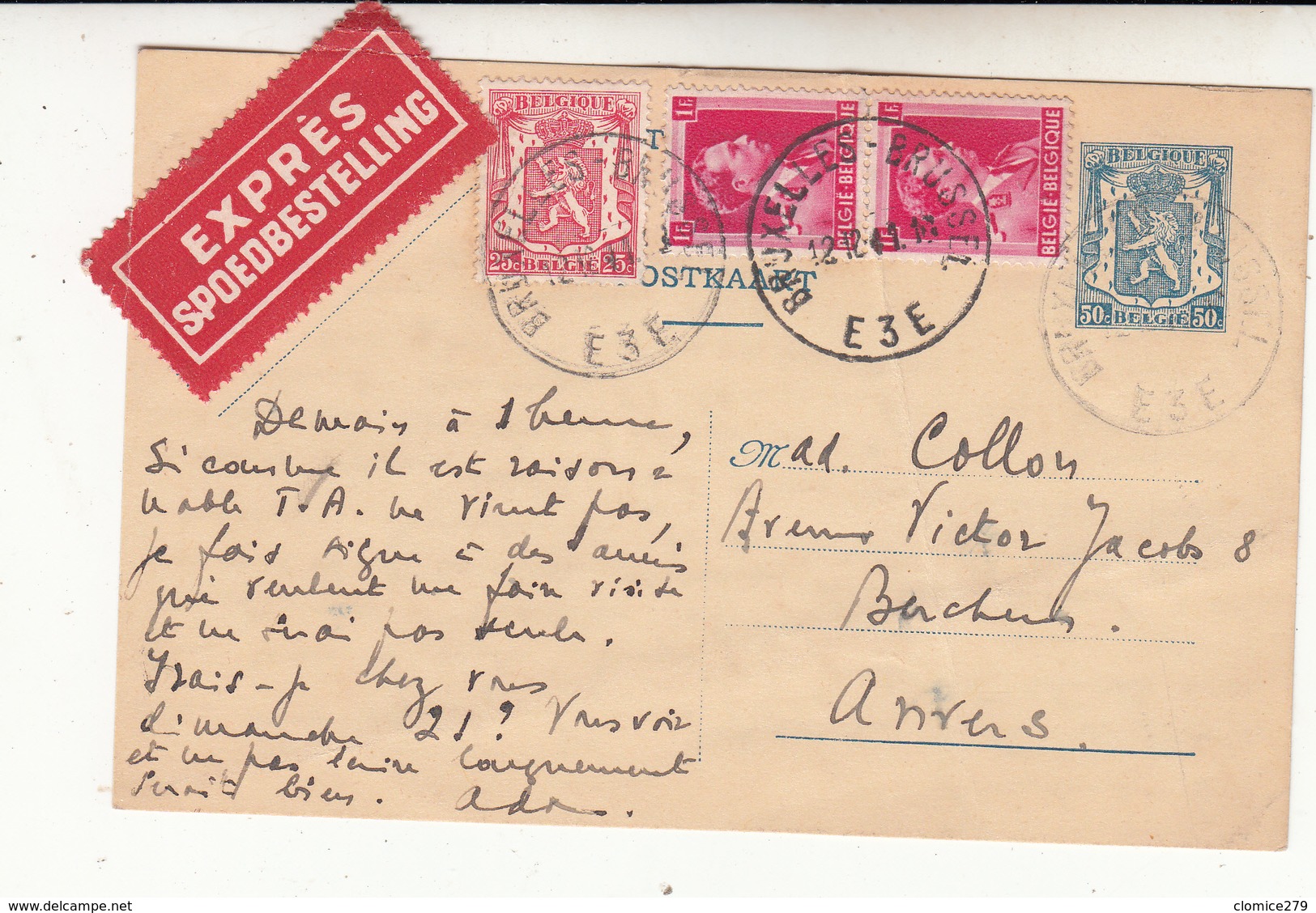 Carte   1941   EXPRESS - Briefkaarten 1934-1951