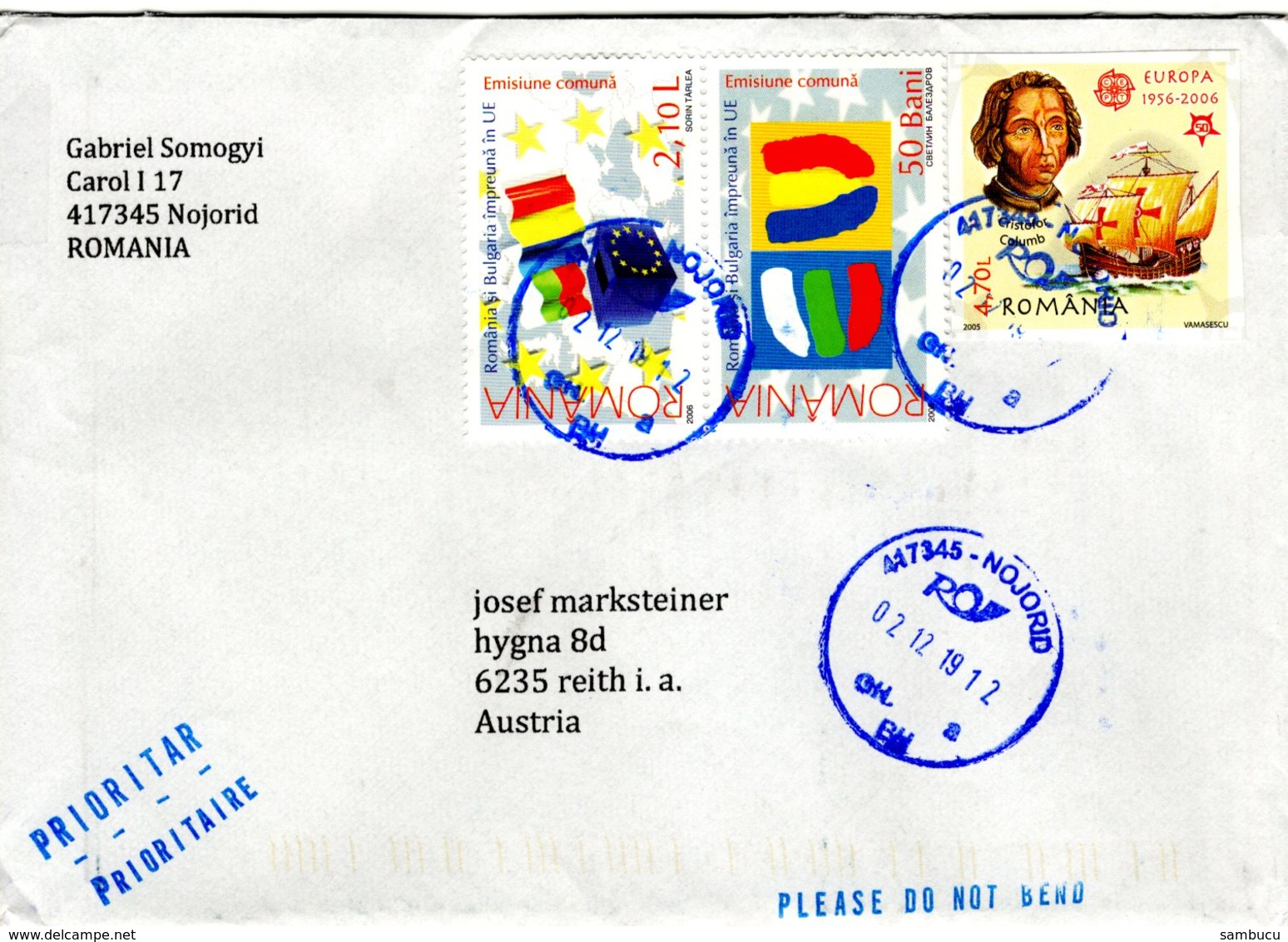 Auslands - Brief Von 417345 Nojorid Mit 7,30 L Schöner Mischfrankatur 2019 - Briefe U. Dokumente