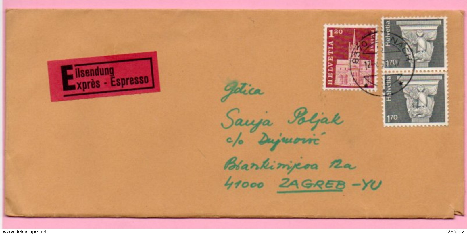 Letter - Switzerland (Helvetia) To Zagreb, 1981., Yugoslavia, Expres Letter - Other & Unclassified