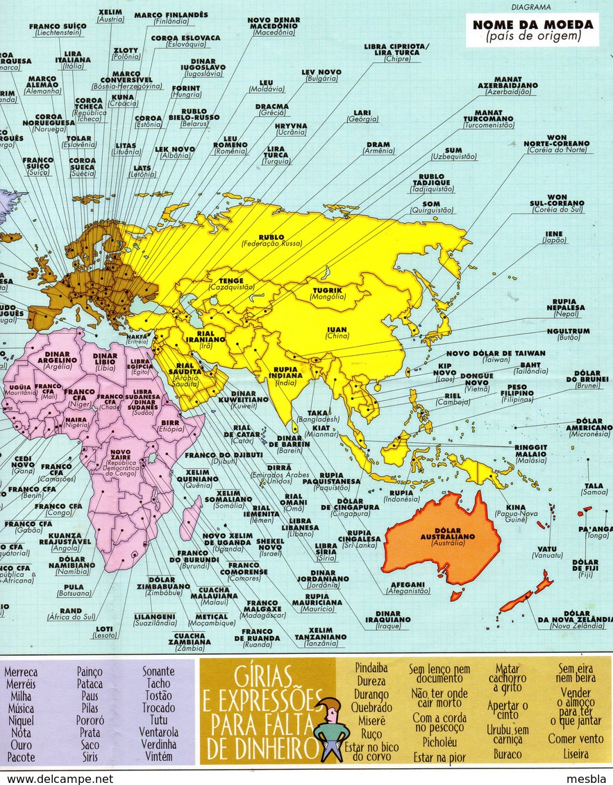 Mcdonald's -  BRASIL  - Planisphère En Papier Avec Les Mcdonald's Dans Le Monde Entier - Nom Des Pays Et Leurs Monnaies - McDonald's