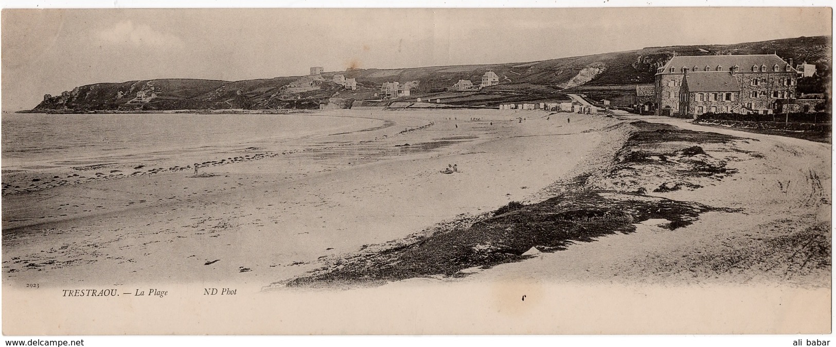 Trestaou : Carte Panoramique Double Format : La Plage (Ets Neurdein Frères, Paris, ND Phot N°2923) - Autres & Non Classés