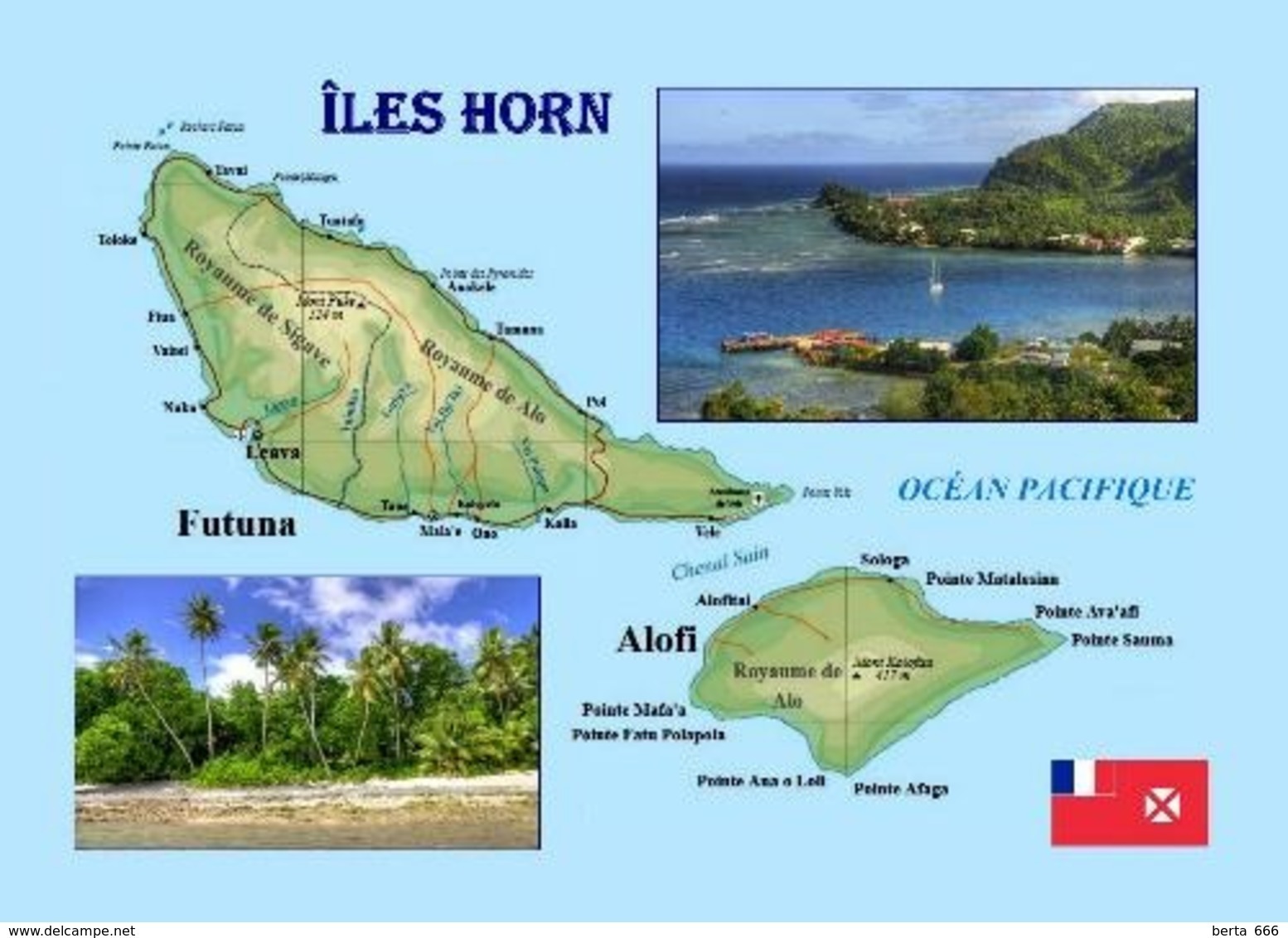 Wallis And Futuna Hoorne Islands Map New Postcard Iles Horn - Wallis-Et-Futuna