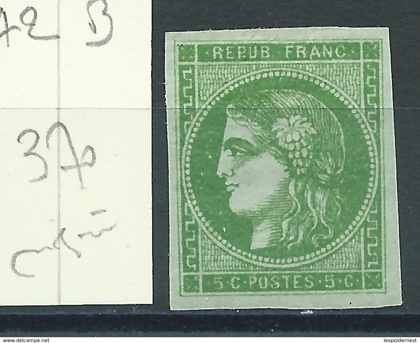 TIMBRE FRANCE - N° 42B. TB.  Neuf. Cote 370€. Signé. - 1870 Bordeaux Printing