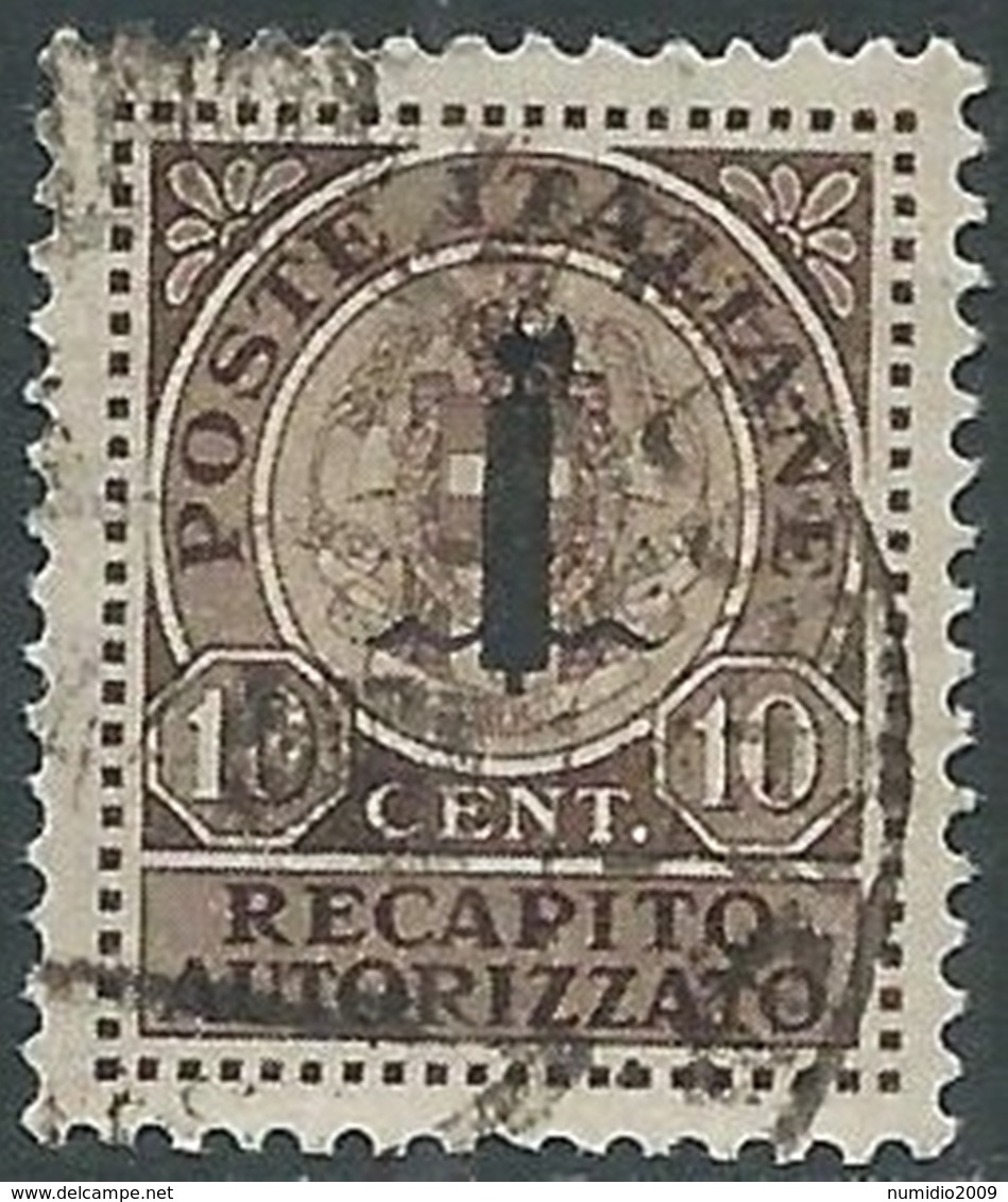 1944 RSI RECAPITO AUTORIZZATO USATO 10 CENT - RB39-8 - Poste Exprèsse