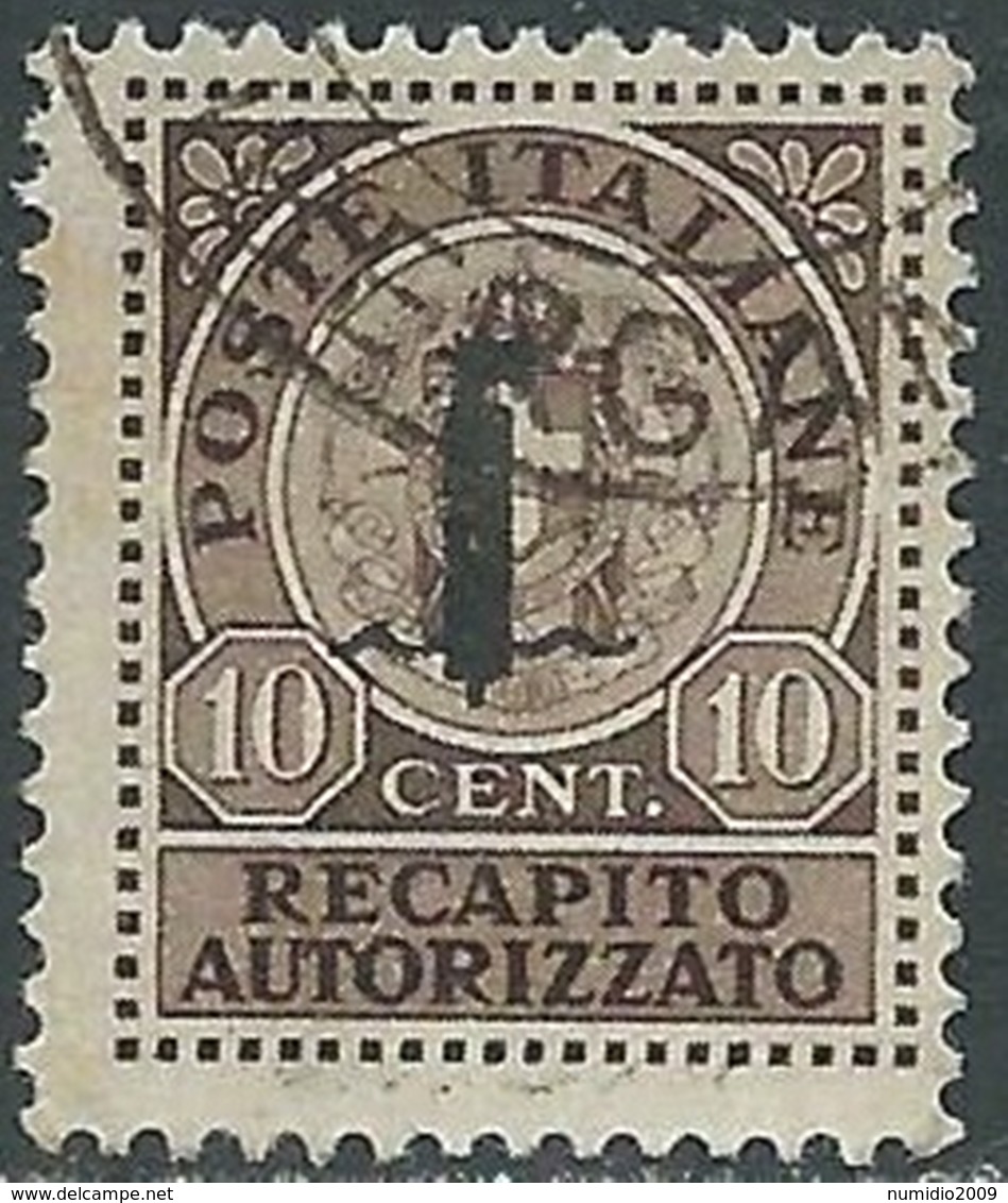 1944 RSI RECAPITO AUTORIZZATO USATO 10 CENT - RB39-9 - Eilsendung (Eilpost)