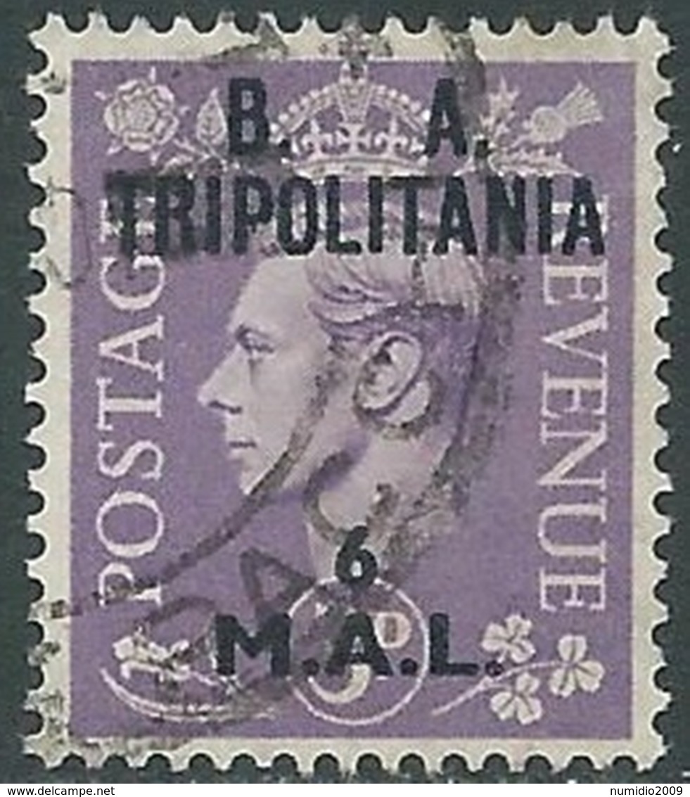 1948 OCCUPAZIONE BRITANNICA TRIPOLITANIA BMA USATO 6 MAL - RB39-4 - Tripolitania