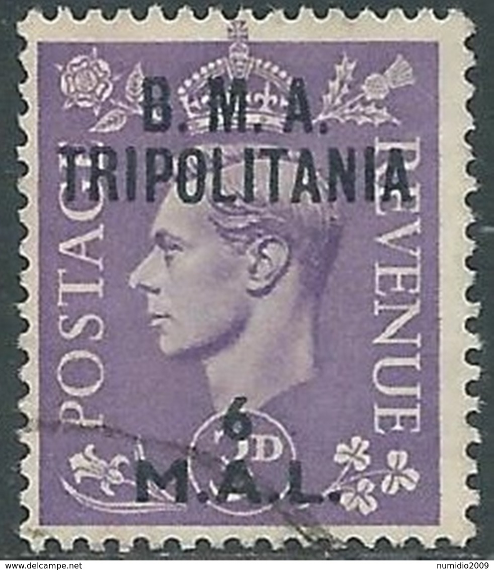 1948 OCCUPAZIONE BRITANNICA TRIPOLITANIA BMA USATO 6 MAL - RB39-5 - Tripolitaine