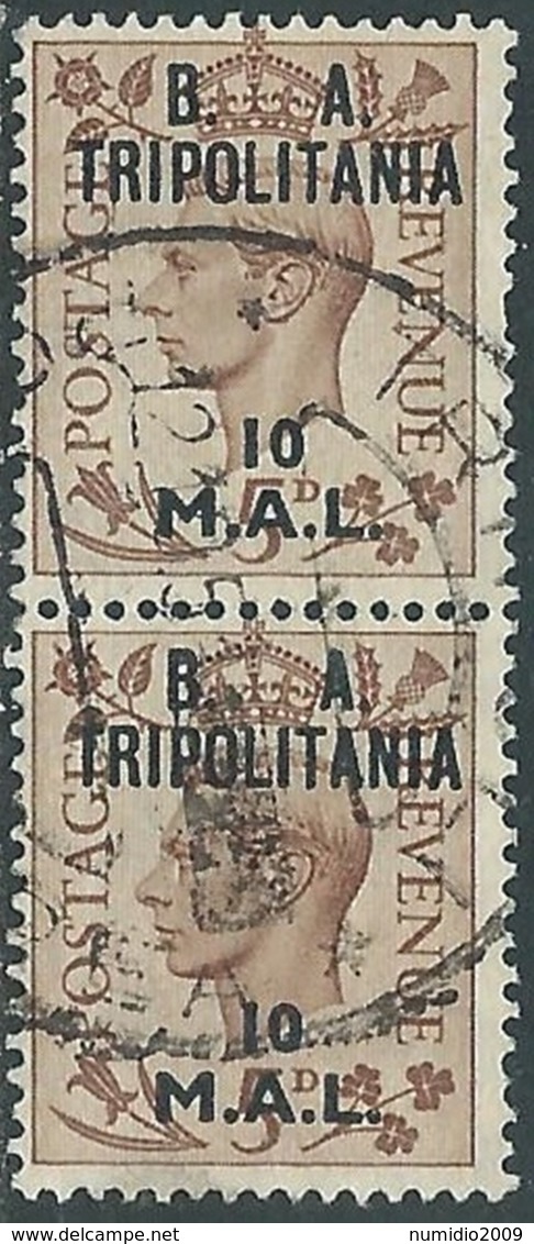1950 OCCUPAZIONE BRITANNICA TRIPOLITANIA BA USATO 10 MAL COPPIA - RB38-10 - Tripolitaine