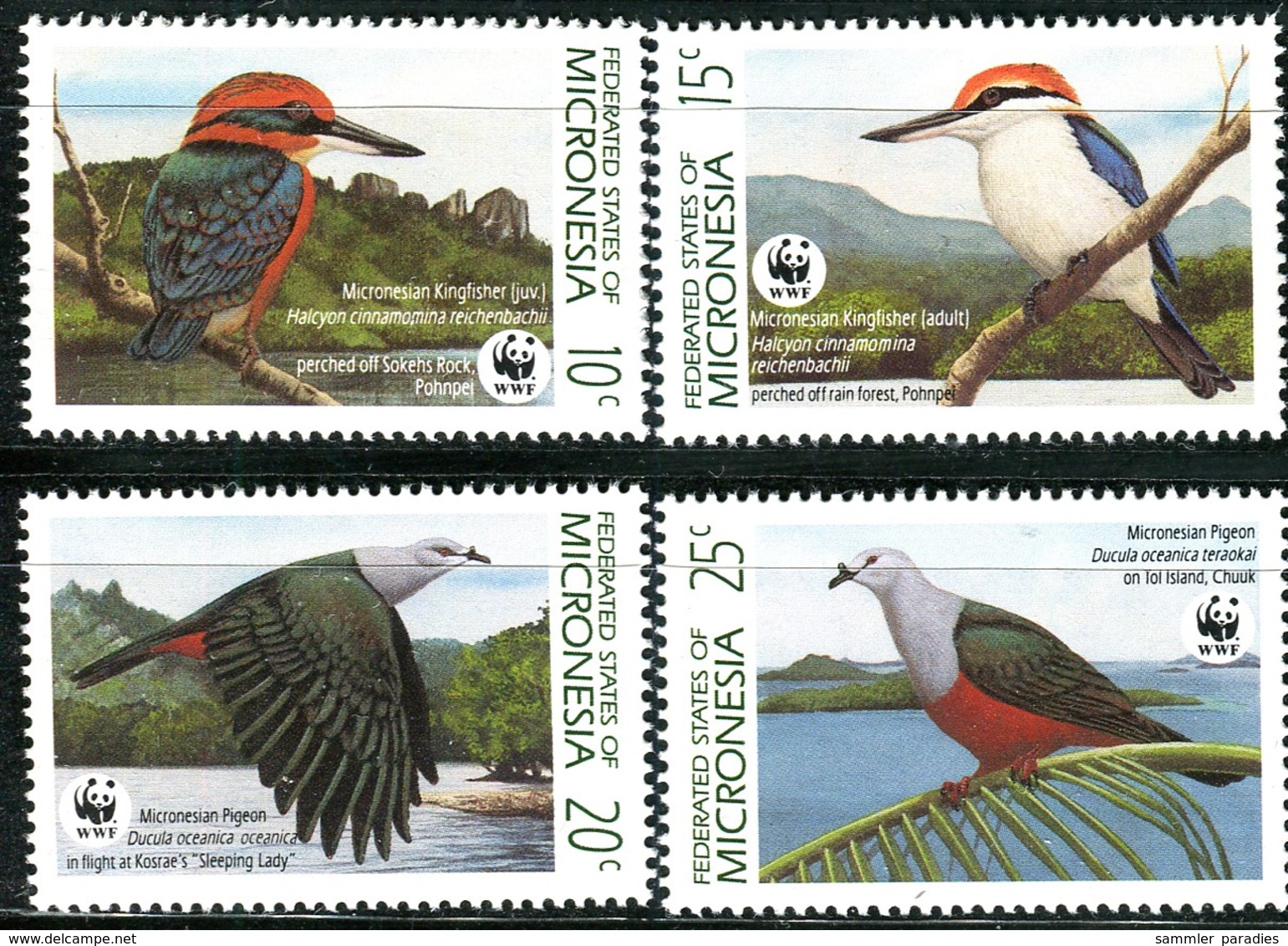 A04-04-2) Mikronesien - 1990 WWF 093 - Mi 174 / 177 - ** Postfrissch (A) - Vögel Mikronesiens - Mikronesien