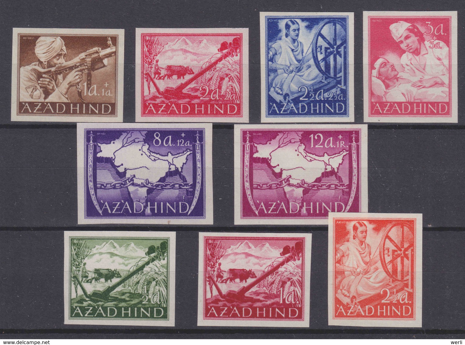 Dt.Bes.2.WK Nationales Indien MiNr. IB-VIB + VIIIB-XB ** - Besetzungen 1938-45