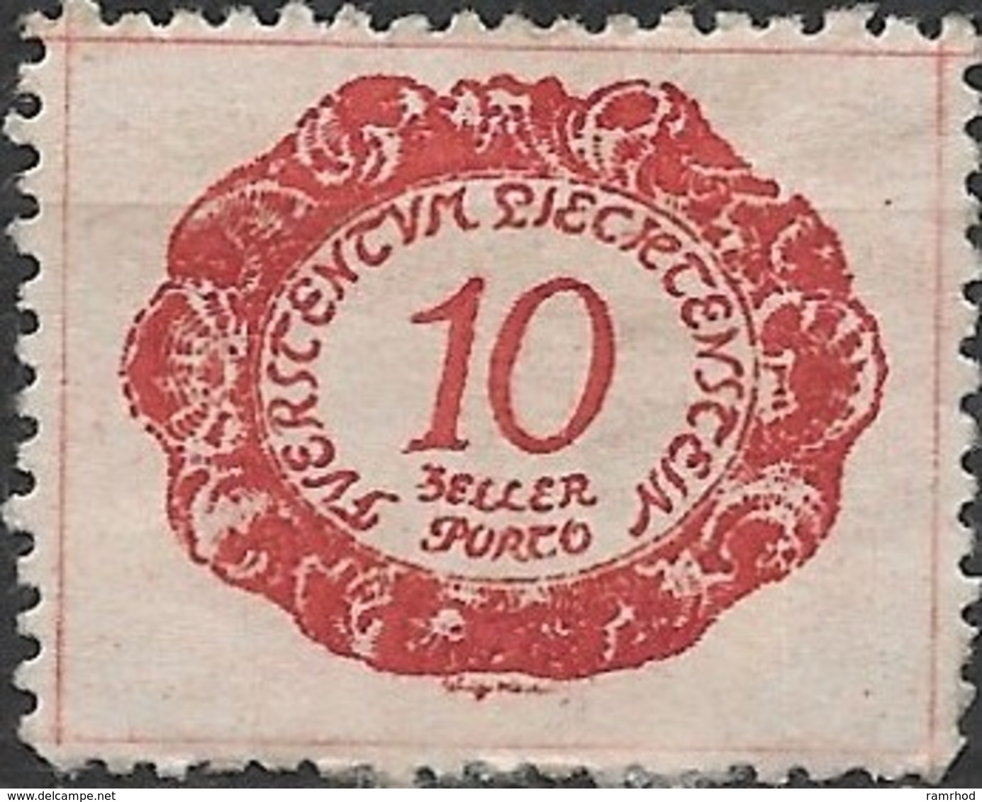 LIECHTENSTEIN 1920 Postage Due - 10h - Red MH - Portomarken