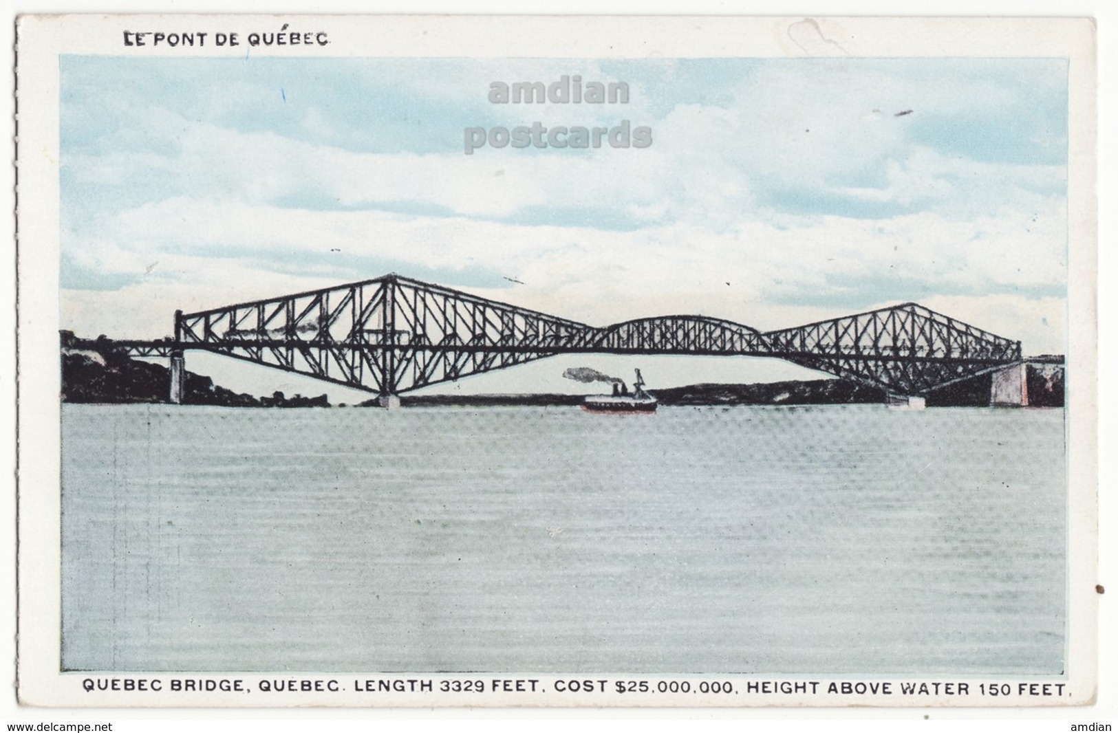 Canada, Pont De Quebec, Quebec City Railway Bridge QC - Antique Unused C1920s Vintage Postcard - Québec - Les Rivières