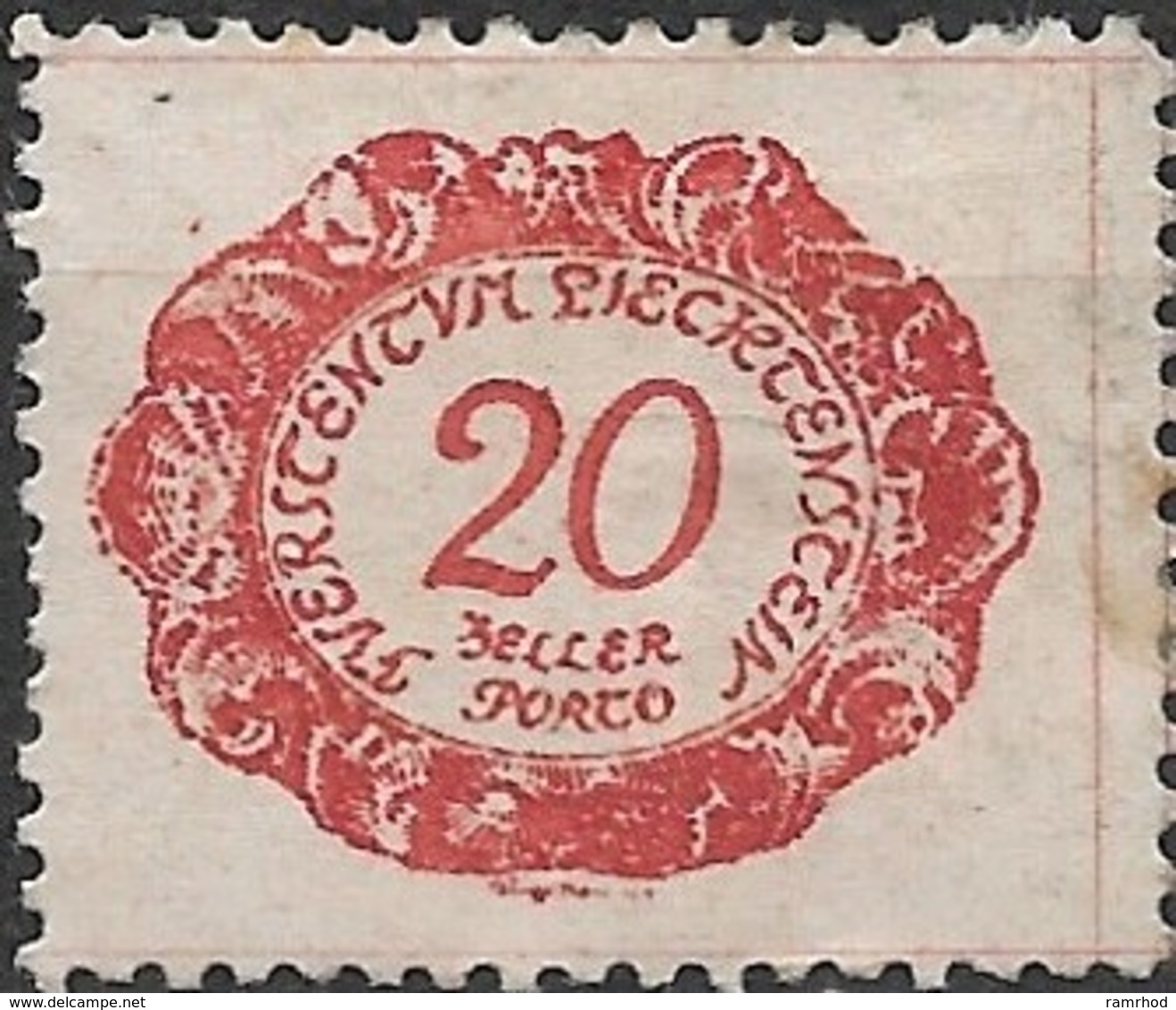 LIECHTENSTEIN 1920 Postage Due - 20h - Red MH - Postage Due