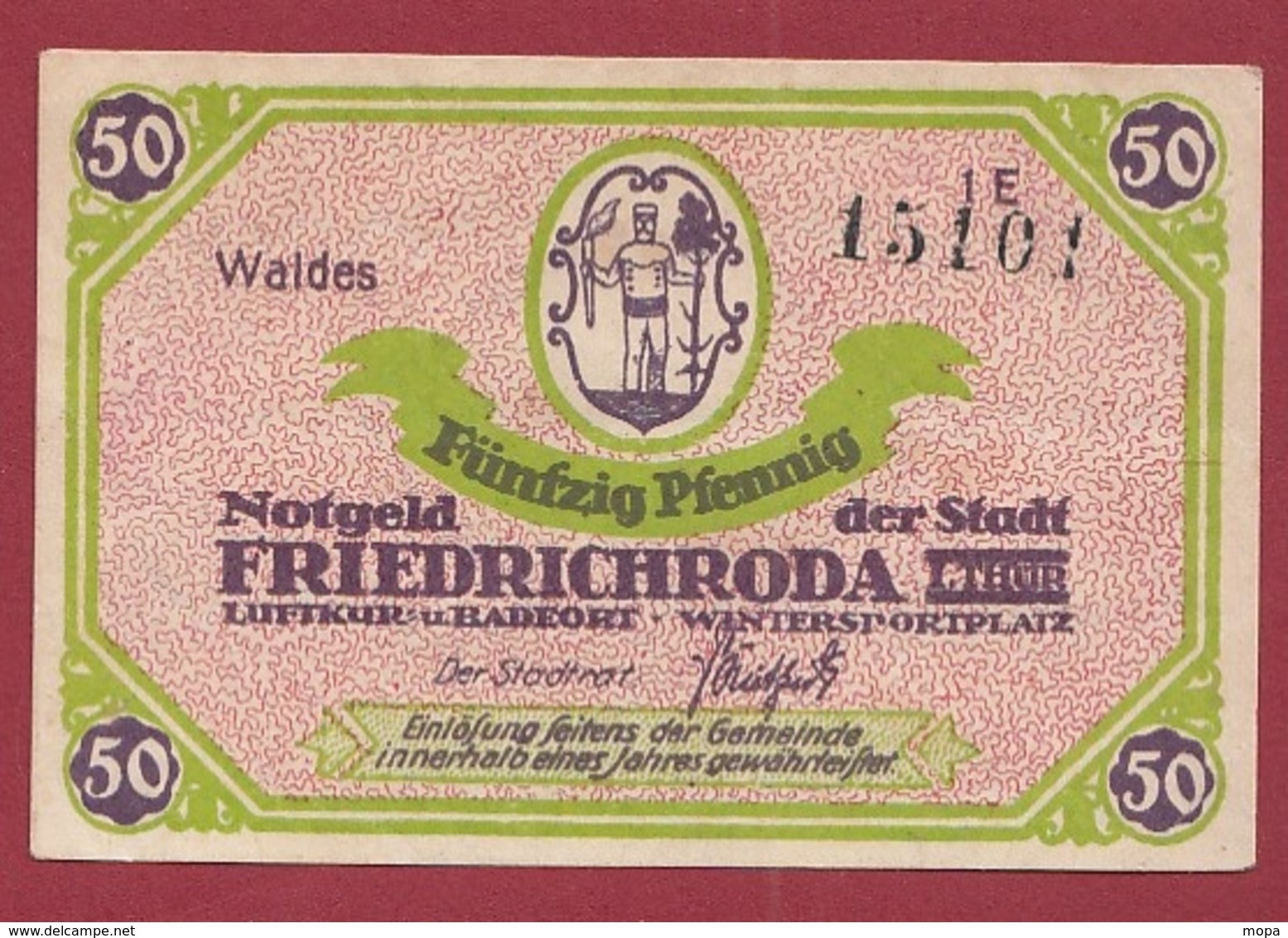 Allemagne 1 Notgeld 50 Pfenning Stadt Friedrichroda  Dans L 'état N °5406 - Colecciones