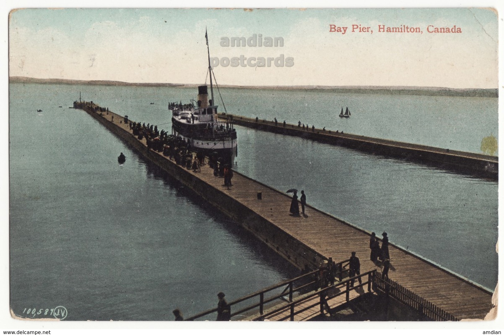 Hamilton, Ontario - Bay Pier - Steamship And Passengers - Canada C1913 Postcard - Hamilton