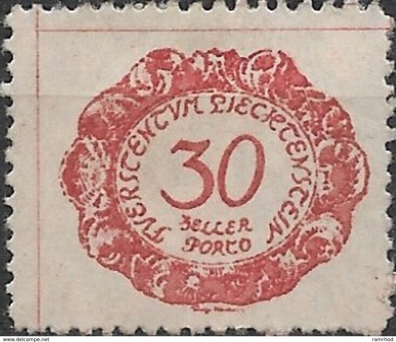 LIECHTENSTEIN 1920 Postage Due - 30h - Red MH - Portomarken
