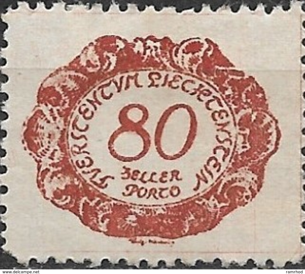 LIECHTENSTEIN 1920 Postage Due - 80h - Red MH - Portomarken