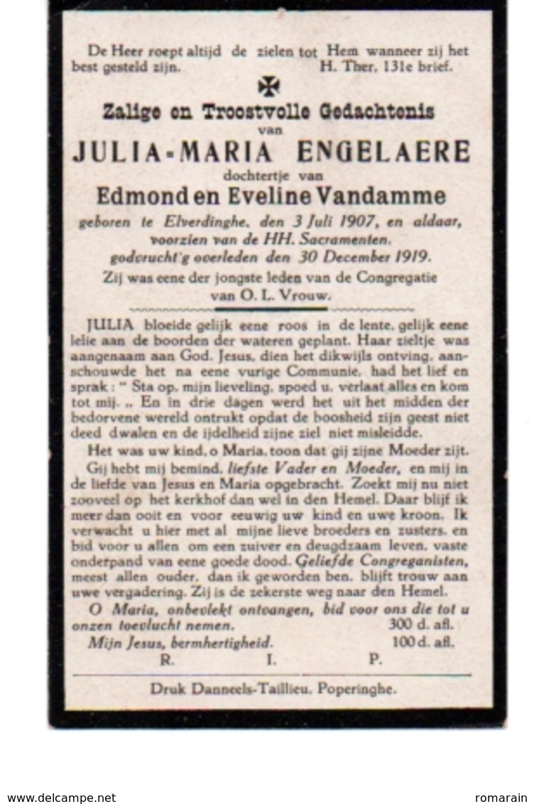 Elverdinge Engelaere Vandamme 1907 - 1919 - Non Classés