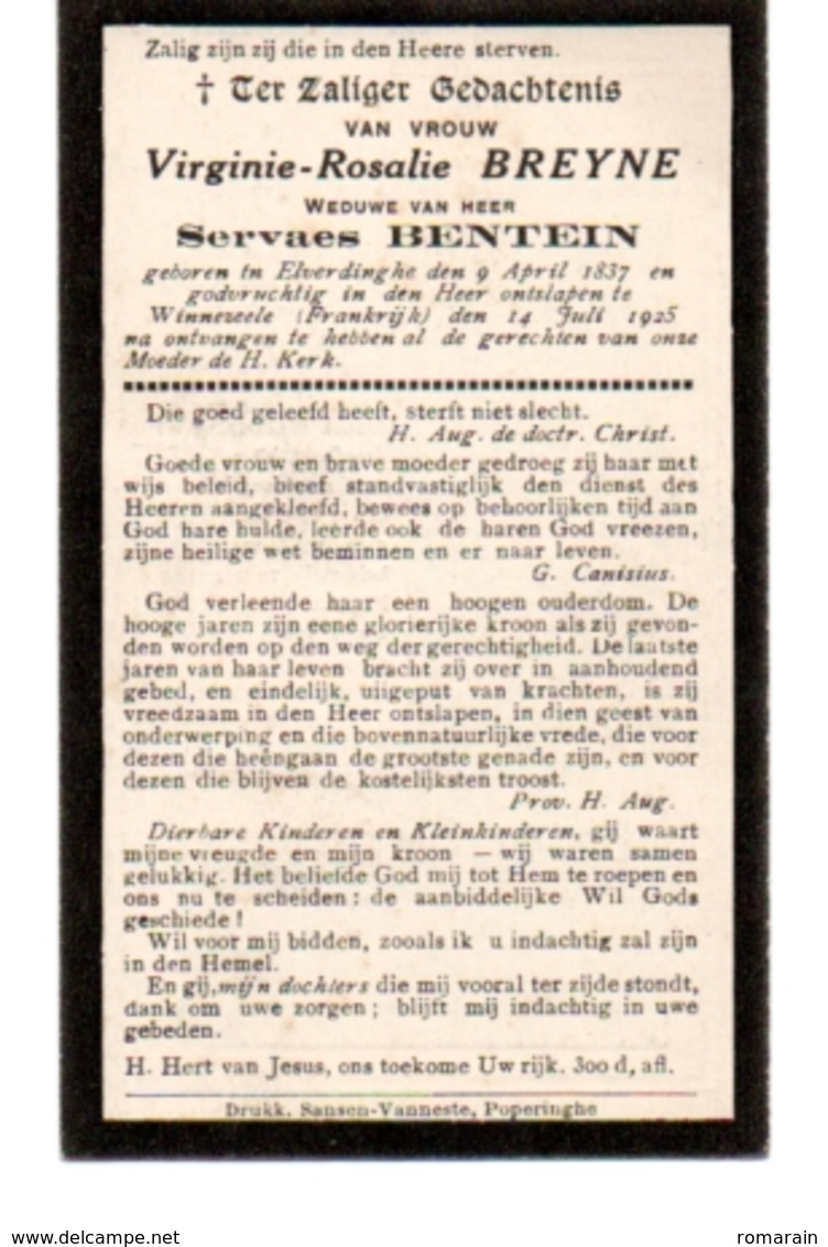 Elverdinge Winnezele (FR) Breyne Bentein 1837 - 1925 - Non Classés