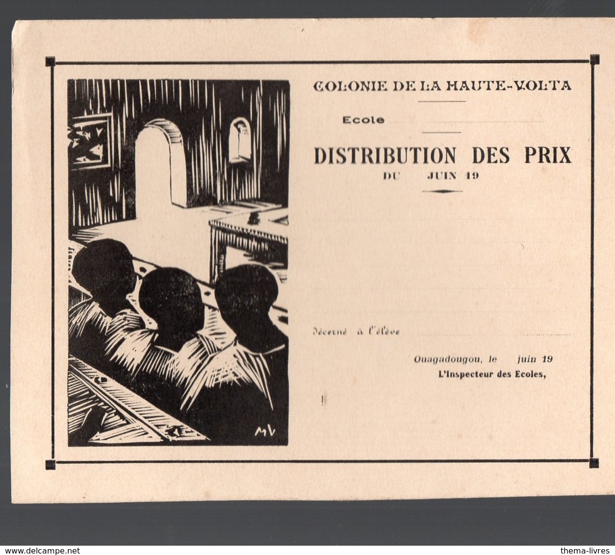 Ouagadougou, Haute Volta : Bristol De DISTRIBUTION DES PRIX 19... (document Vierge) (PPP21307) - Diplome Und Schulzeugnisse